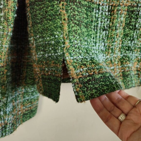 Vintage Harve Benard Fur Collared Trim Wool Blend Green Tweed Blazer Jacket 6 - Picture 10 of 15